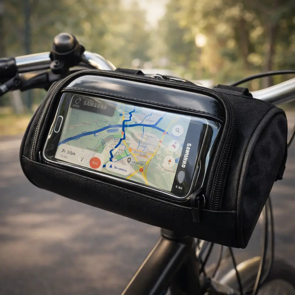 Bolsa de manillar para bicicleta | Compatible con pantalla táctil | Sistema universal de cierre de velcro