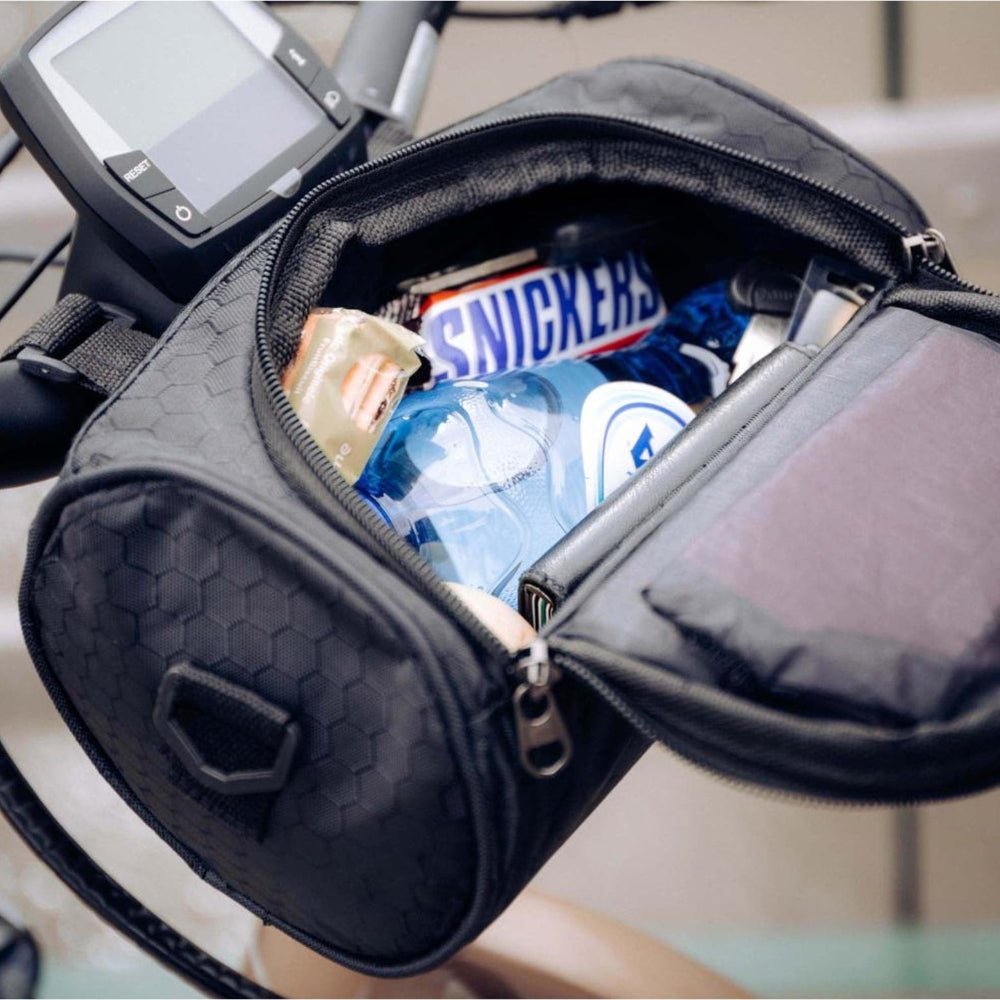 Bolsa de manillar para bicicleta con soporte para teléfono: espacio de almacenamiento impermeable para objetos pequeños