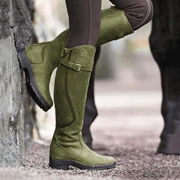 Botas altas de equitación de invierno para mujer impermeables con detalle de hebilla