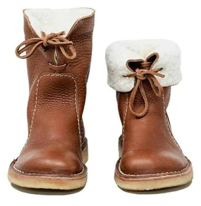 Botines de invierno para hombre de cuero e impermeables con forro de lana