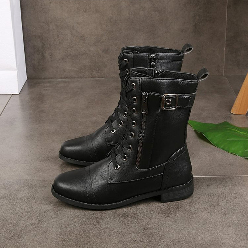 Botines militares para mujer con cordones