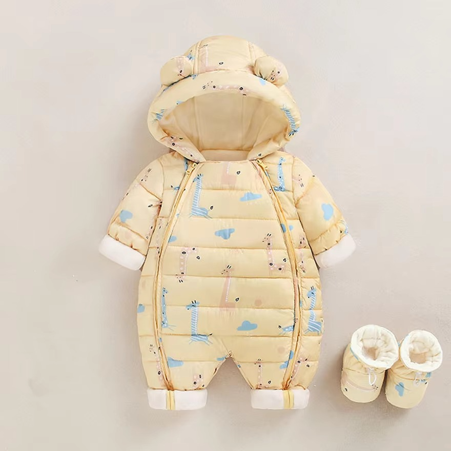 Buzo de nieve de forro polar con capucha para bebés y niños pequeños