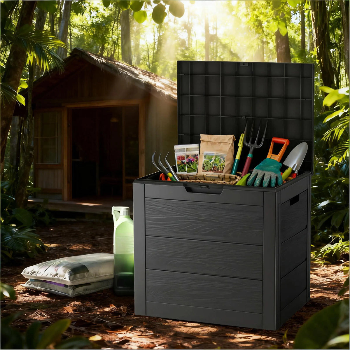 Caja de Almacenamiento Robusta para Jardín con Tapa Con Bloqueo