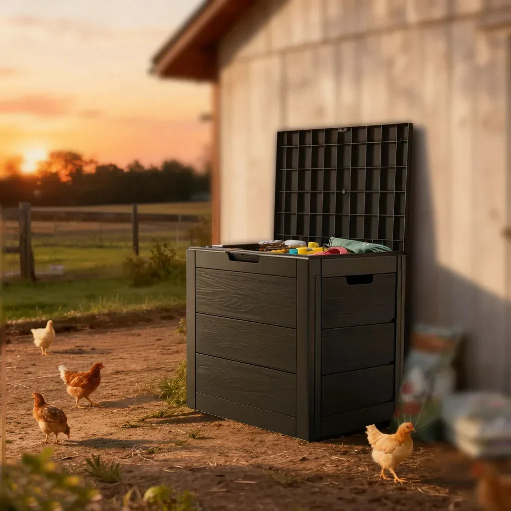 Caja de Almacenamiento Robusta para Jardín con Tapa Con Bloqueo