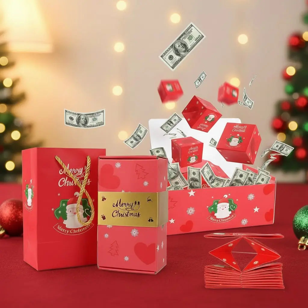 Caja sorpresa navideña para dinero