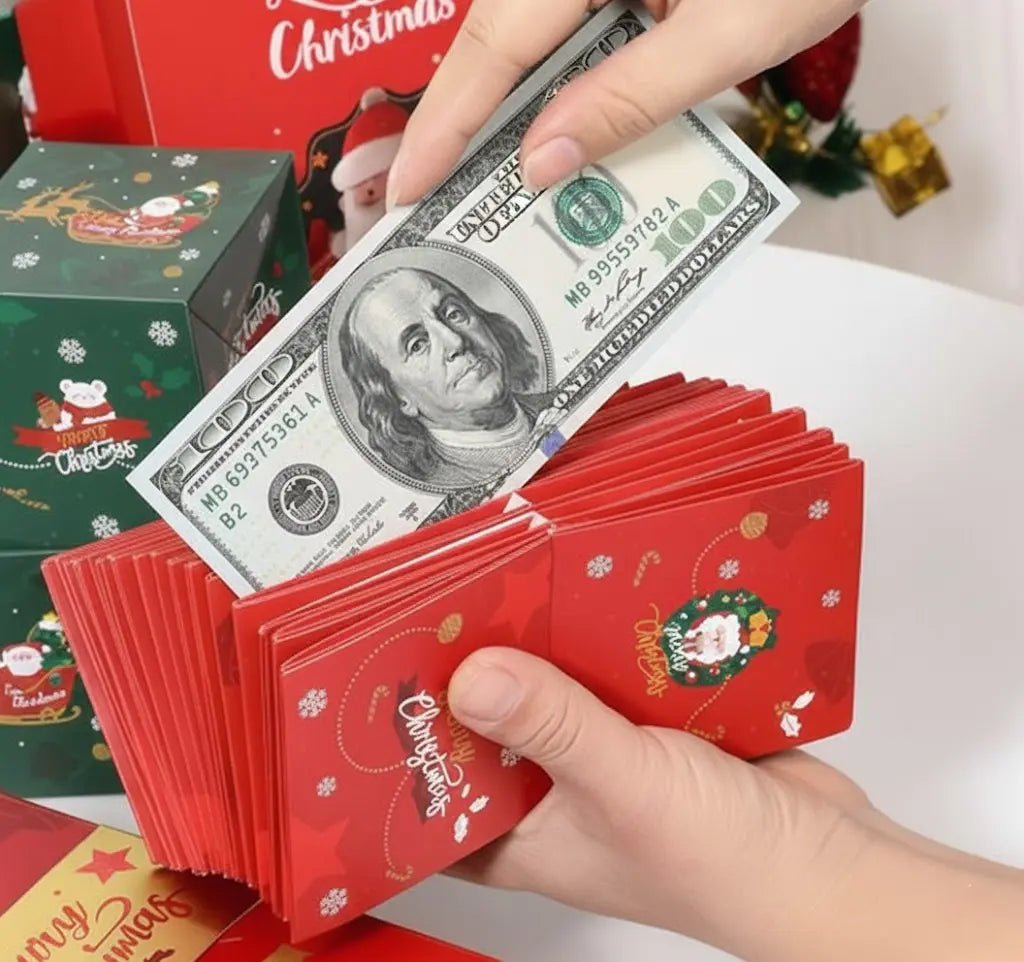 Caja sorpresa navideña para dinero