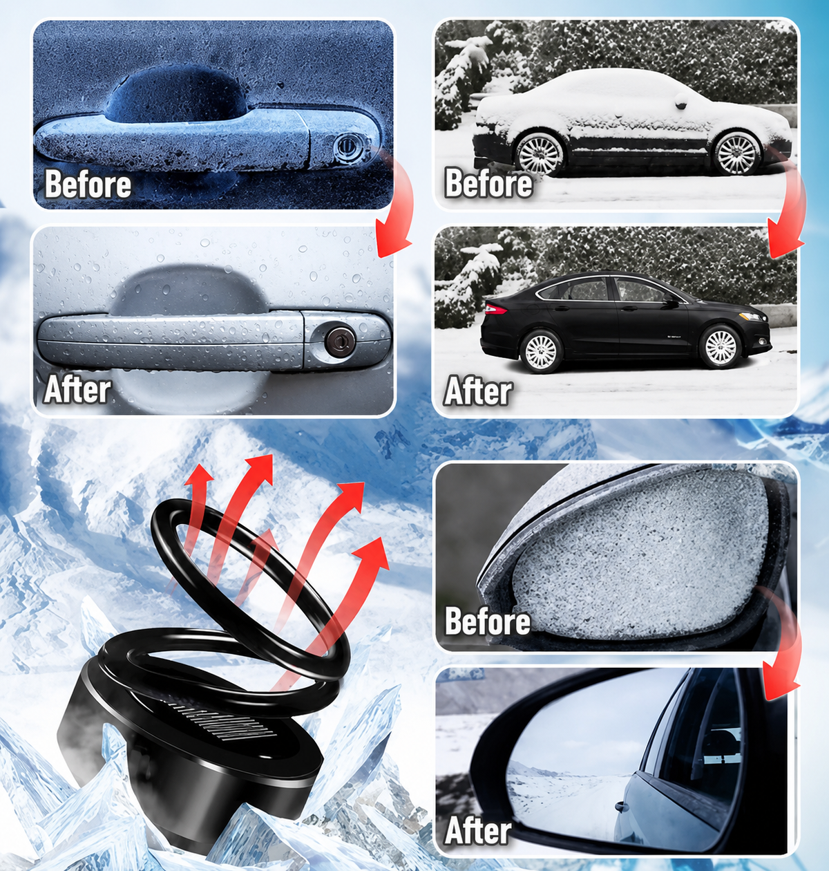 Calefactor para coche contra hielo y nieve | Reutilizable | Ayuda para el invierno