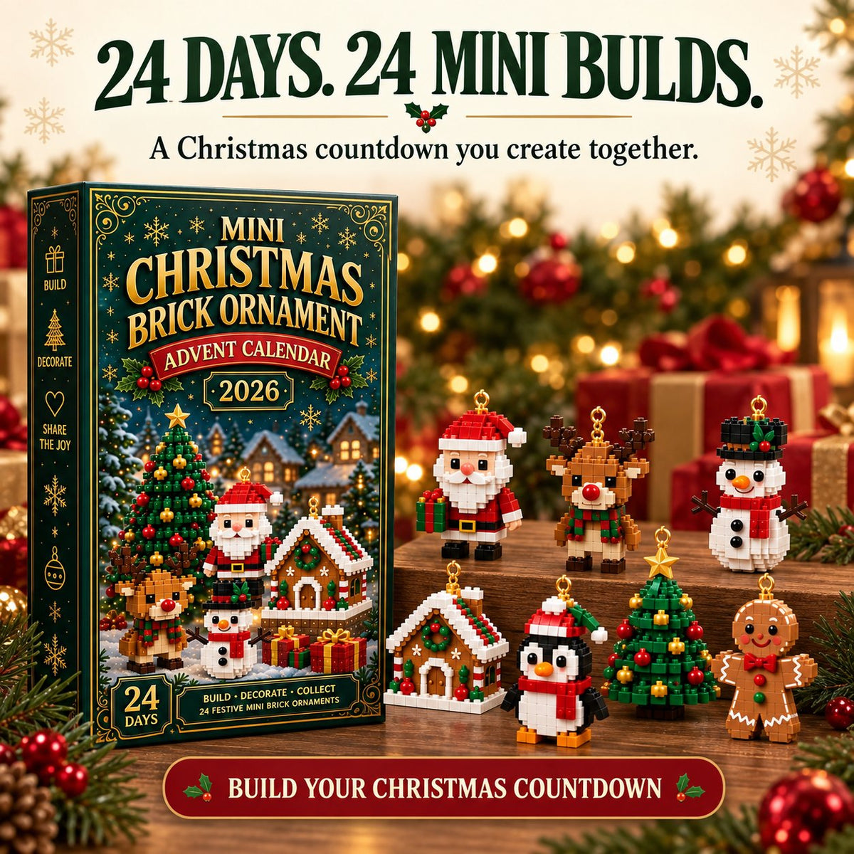 Calendario de Adviento con 24 minifiguras para construir