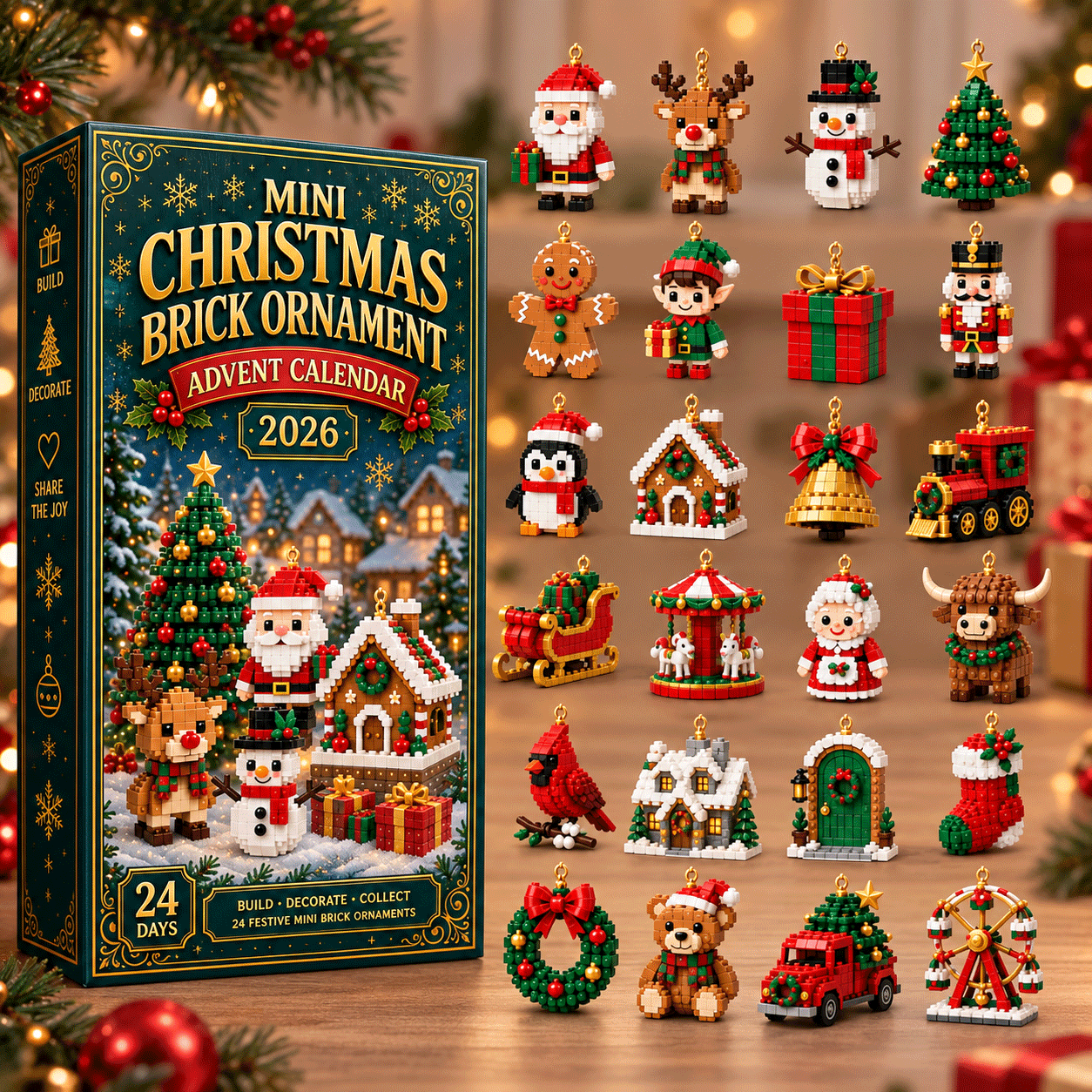 Calendario de Adviento con 24 minifiguras para construir