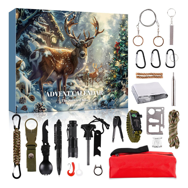Calendario de Adviento con Kit de Supervivencia y Herramientas Multifunción