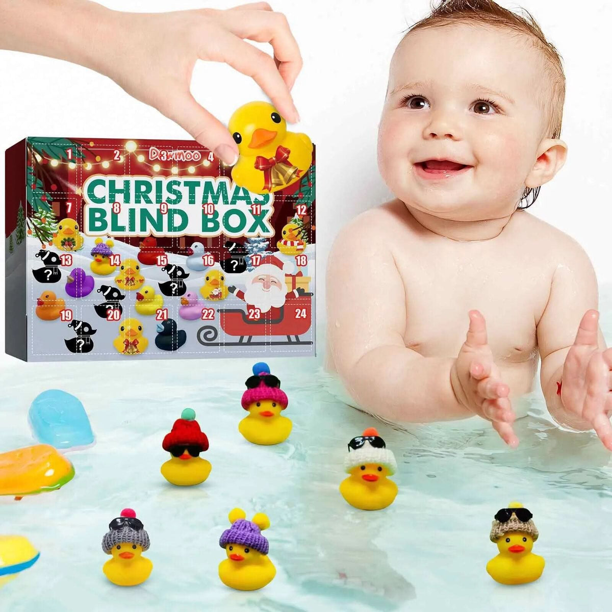 Calendario de Adviento con patitos de goma