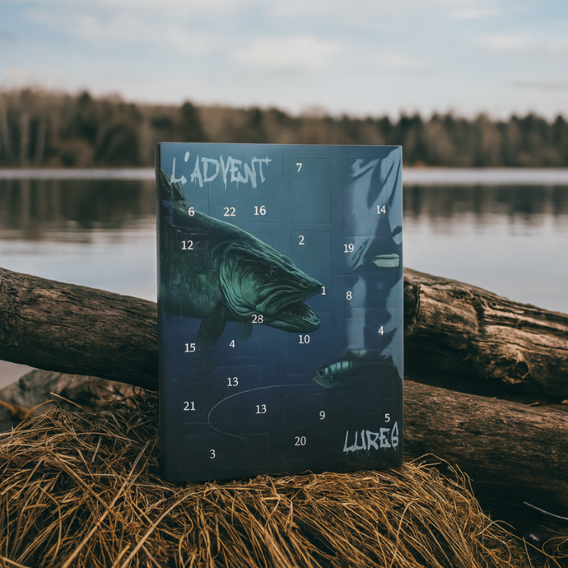 Calendario de Adviento de Pesca con 24 Señuelos | Cuenta Regresiva Navideña con Sorpresa Diaria | Metal y PP, Azul o Verde