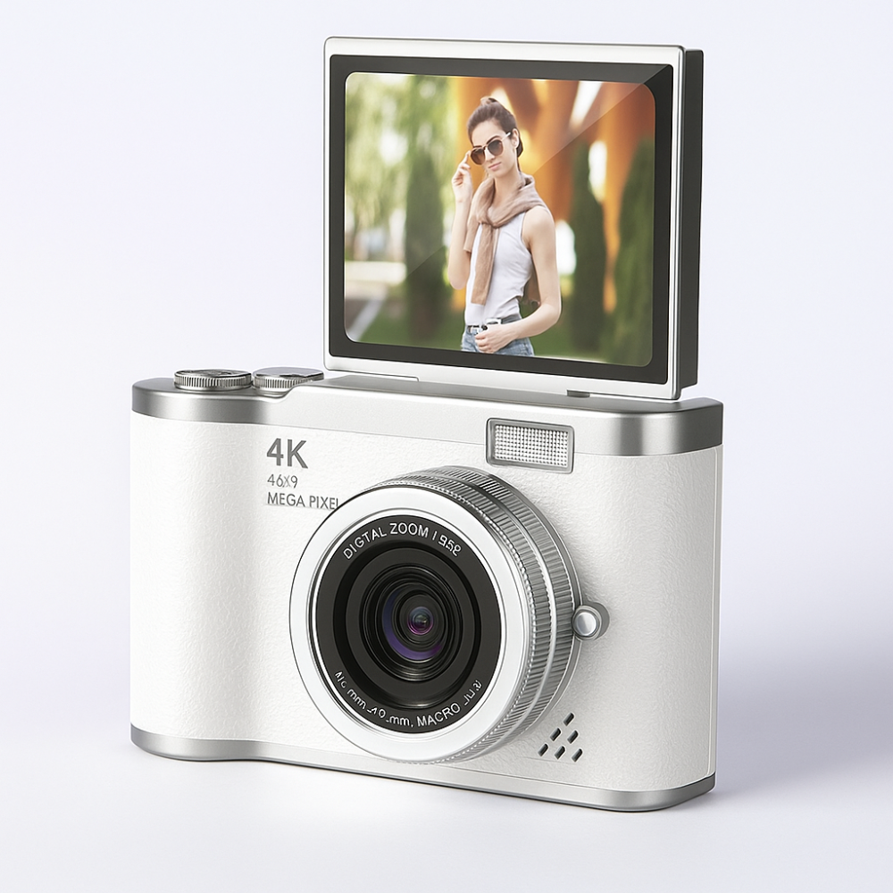 Cámara digital 4K con pantalla abatible y grabadora de vídeo para vlogging