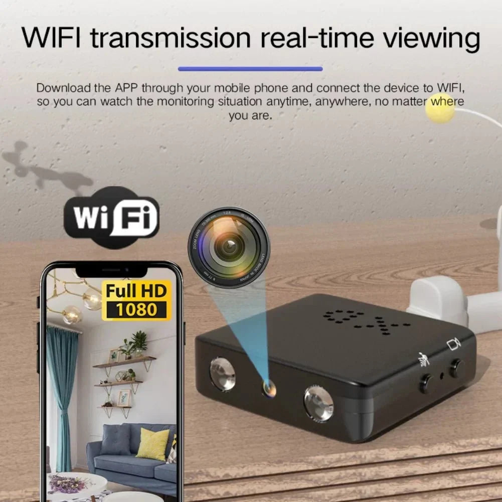 Cámara micro HD compacta WiFi con audio y visión nocturna