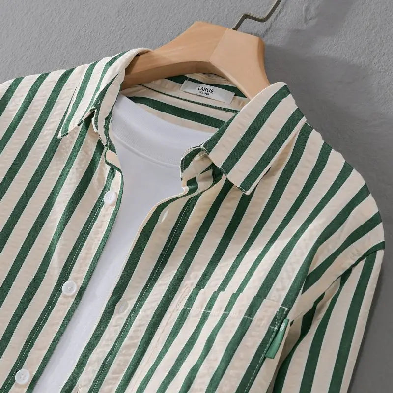 Camisa a rayas de manga larga para hombre