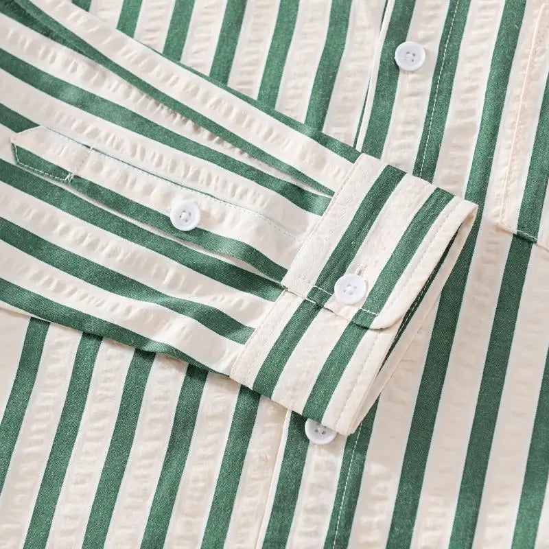 Camisa a rayas de manga larga para hombre