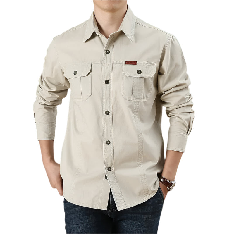 Camisa cargo de algodón ligera para hombre