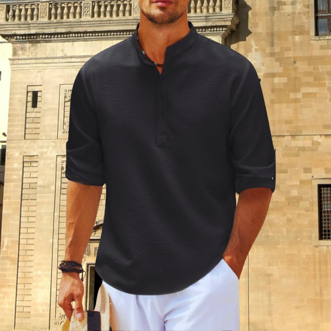 Camisa casual para hombre con mangas enrollables