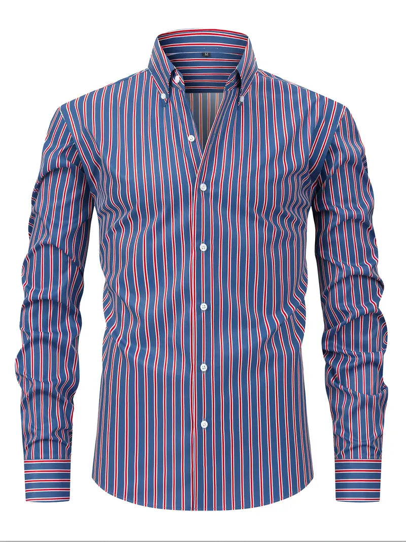 Camisa de hombre a rayas con manga larga