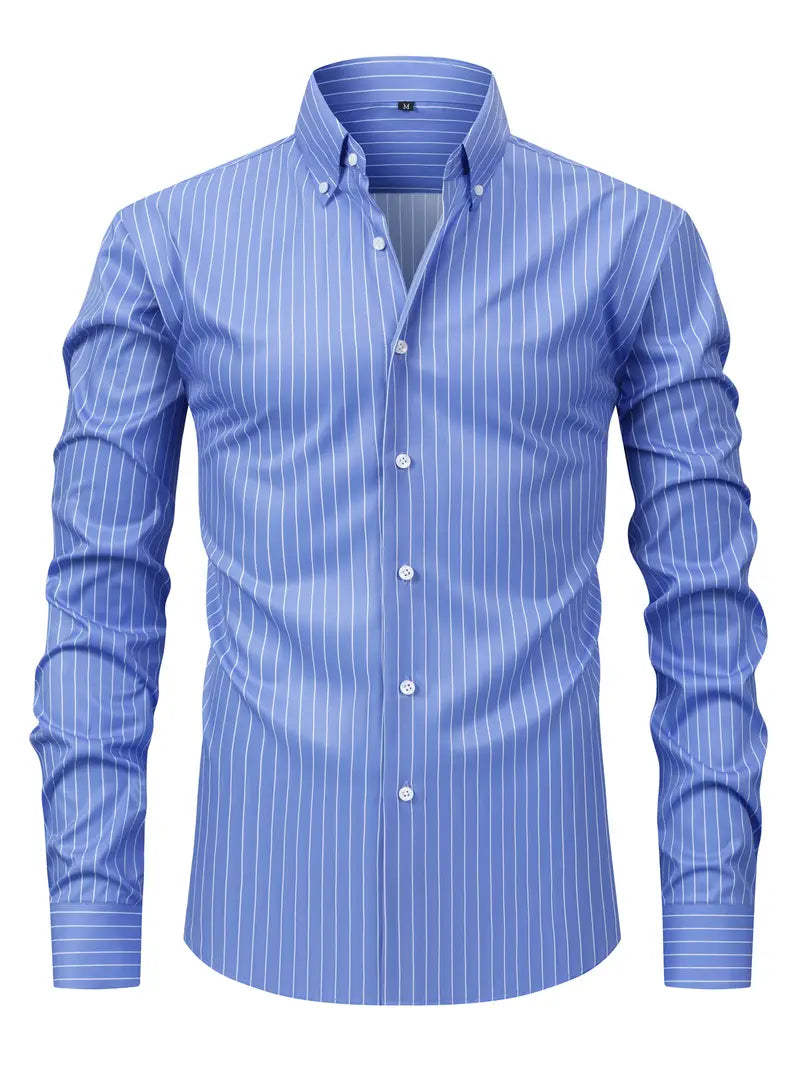 Camisa de hombre a rayas con manga larga