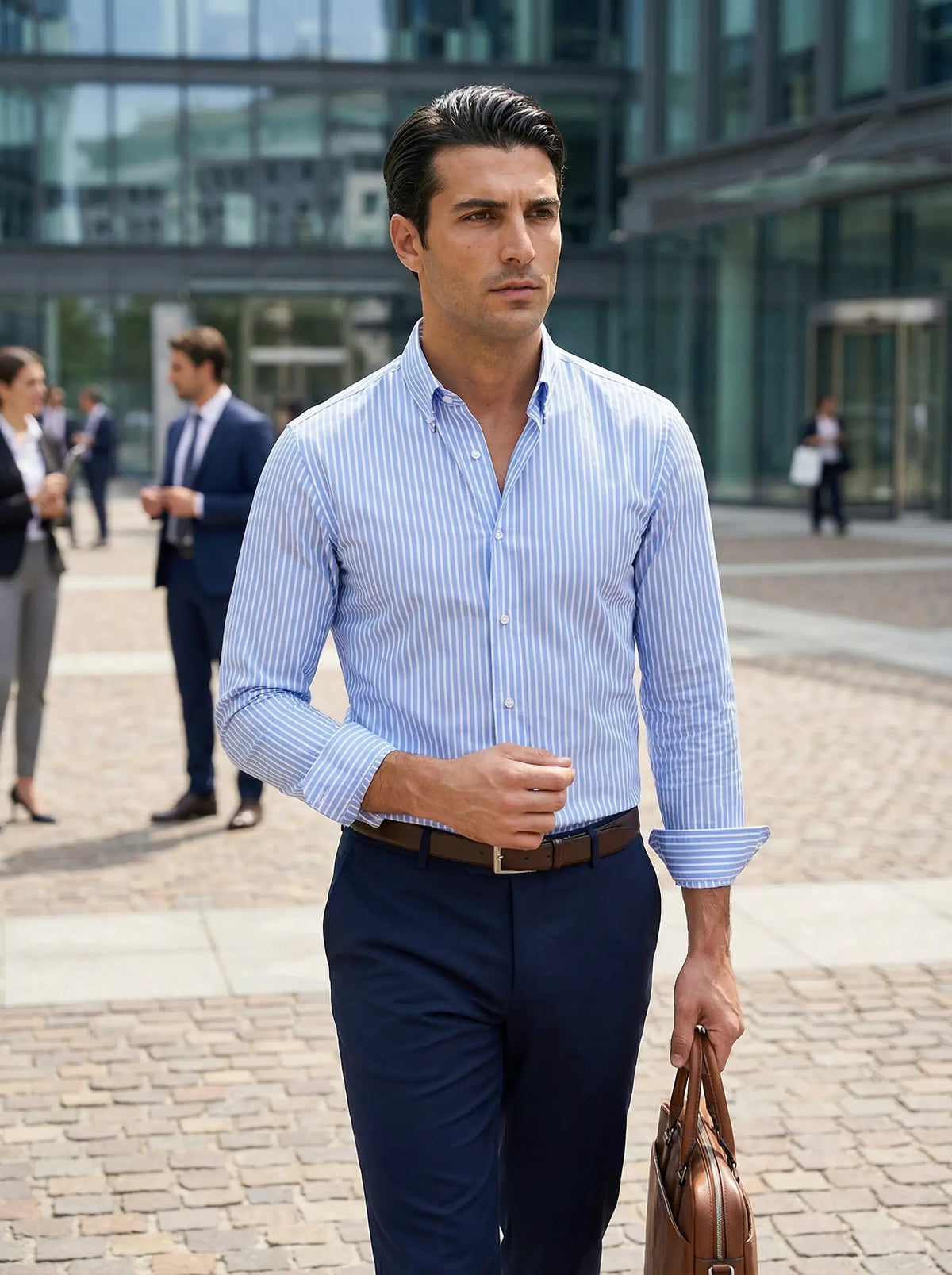 Camisa de hombre a rayas con manga larga