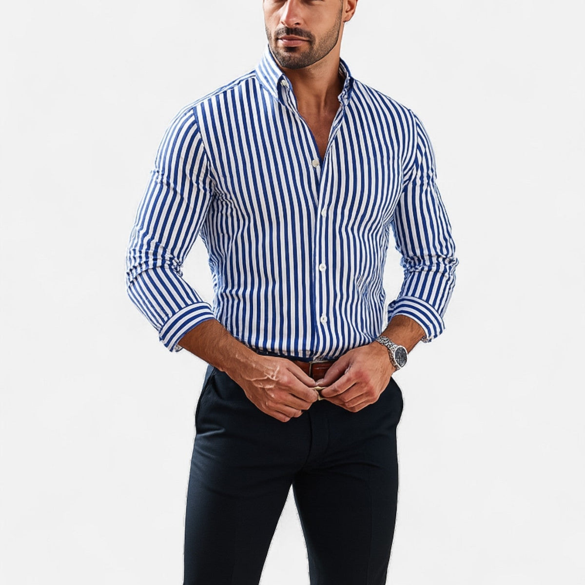 Camisa de hombre a rayas – Diseño clásico con patrón atemporal y corte refinado