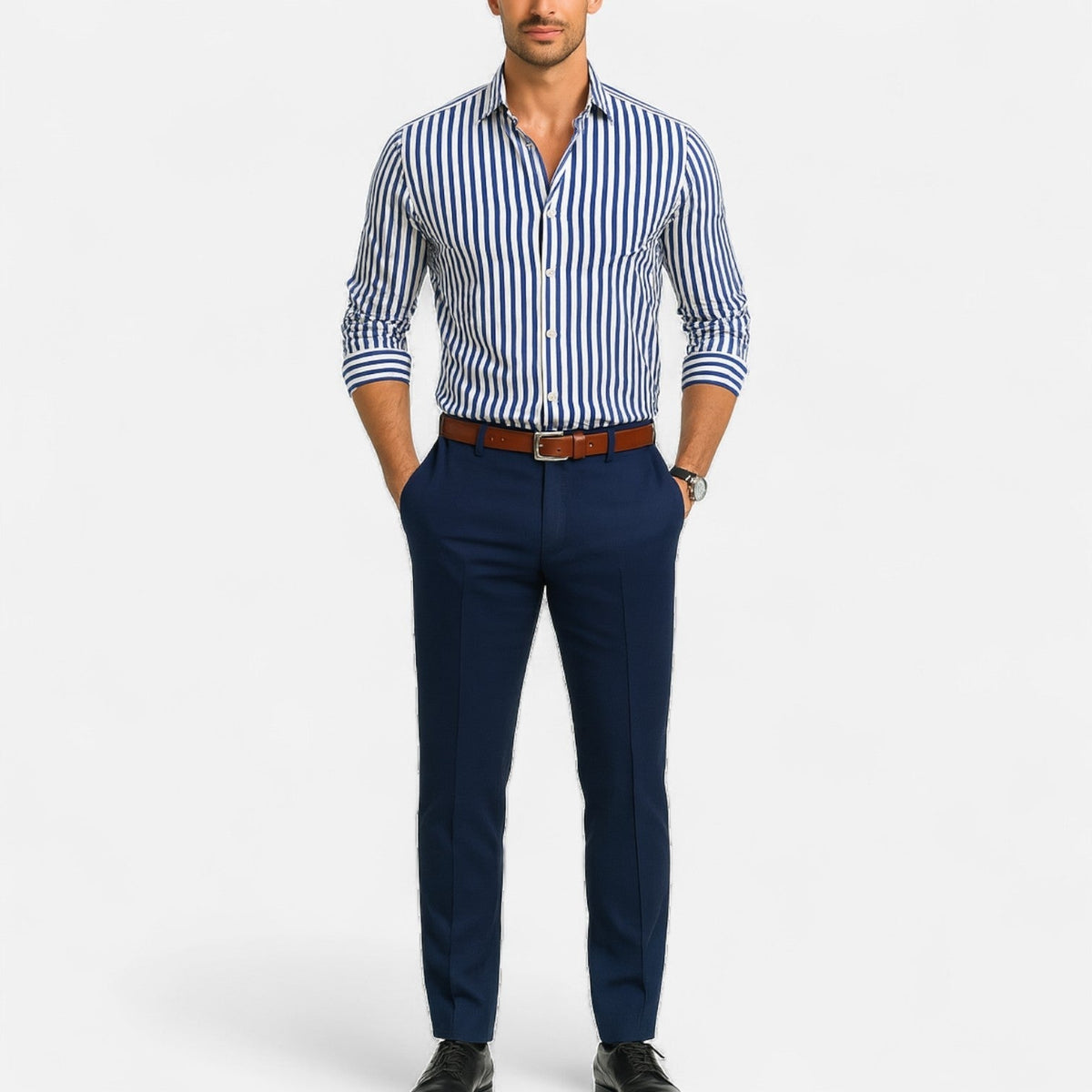 Camisa de hombre a rayas – Diseño clásico con patrón atemporal y corte refinado