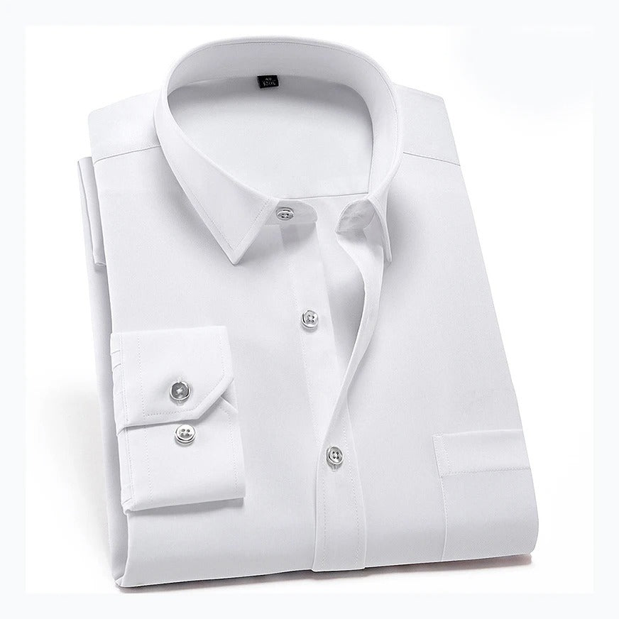 Camisa de hombre sin arrugas con elastano, corte moderno y confort