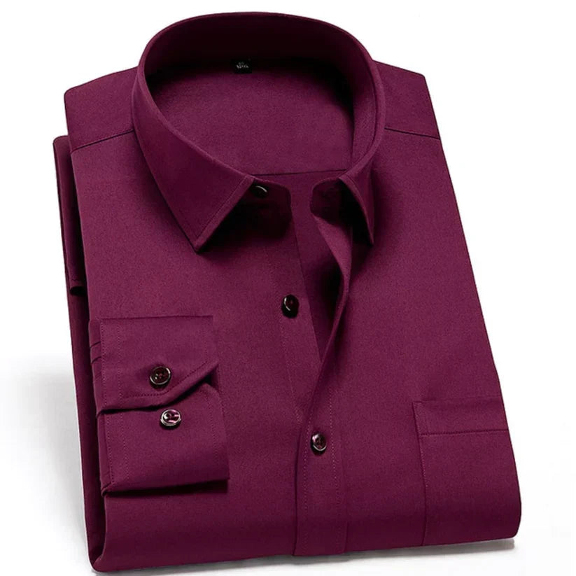 Camisa de hombre sin arrugas con elastano, corte moderno y confort