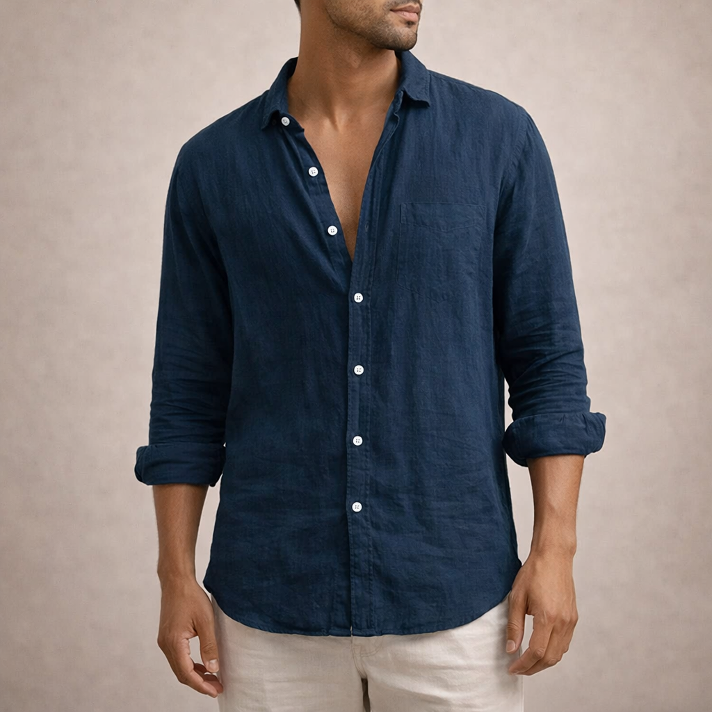 Camisa de lino – Camisa ligera con cuello abierto