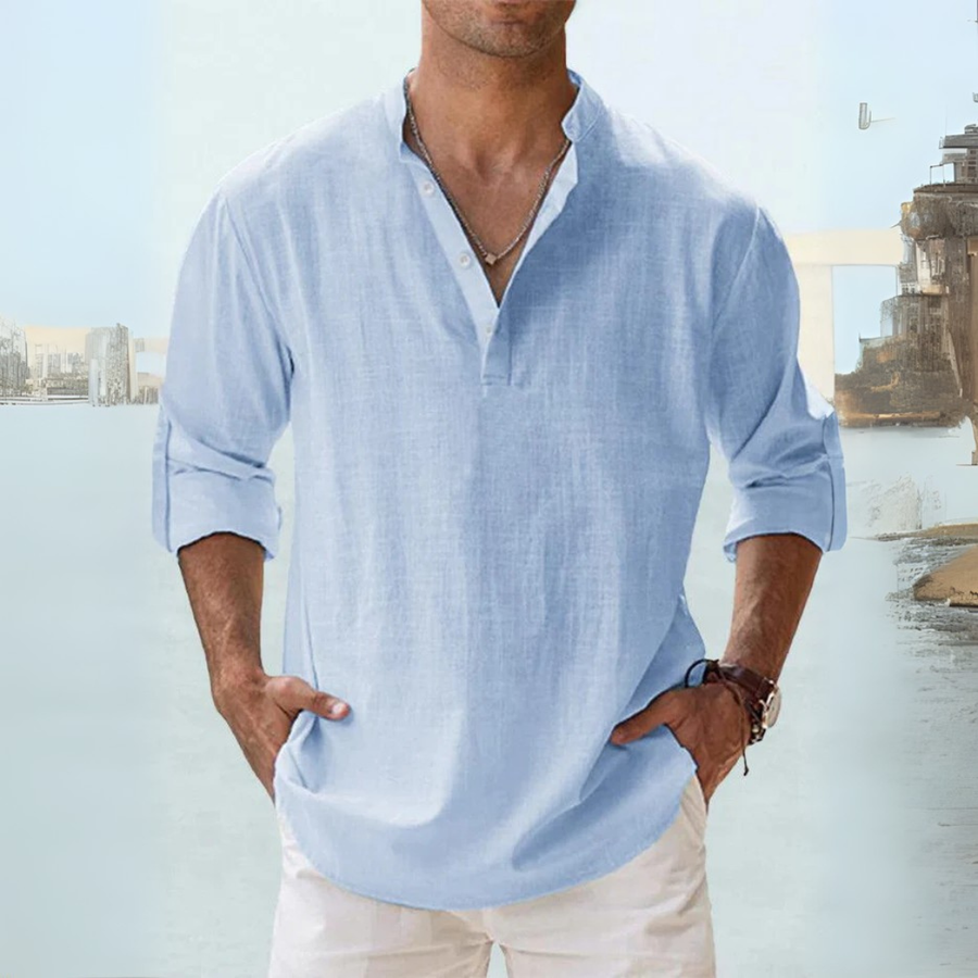 Camisa de lino: transpirable con cuello tunecino