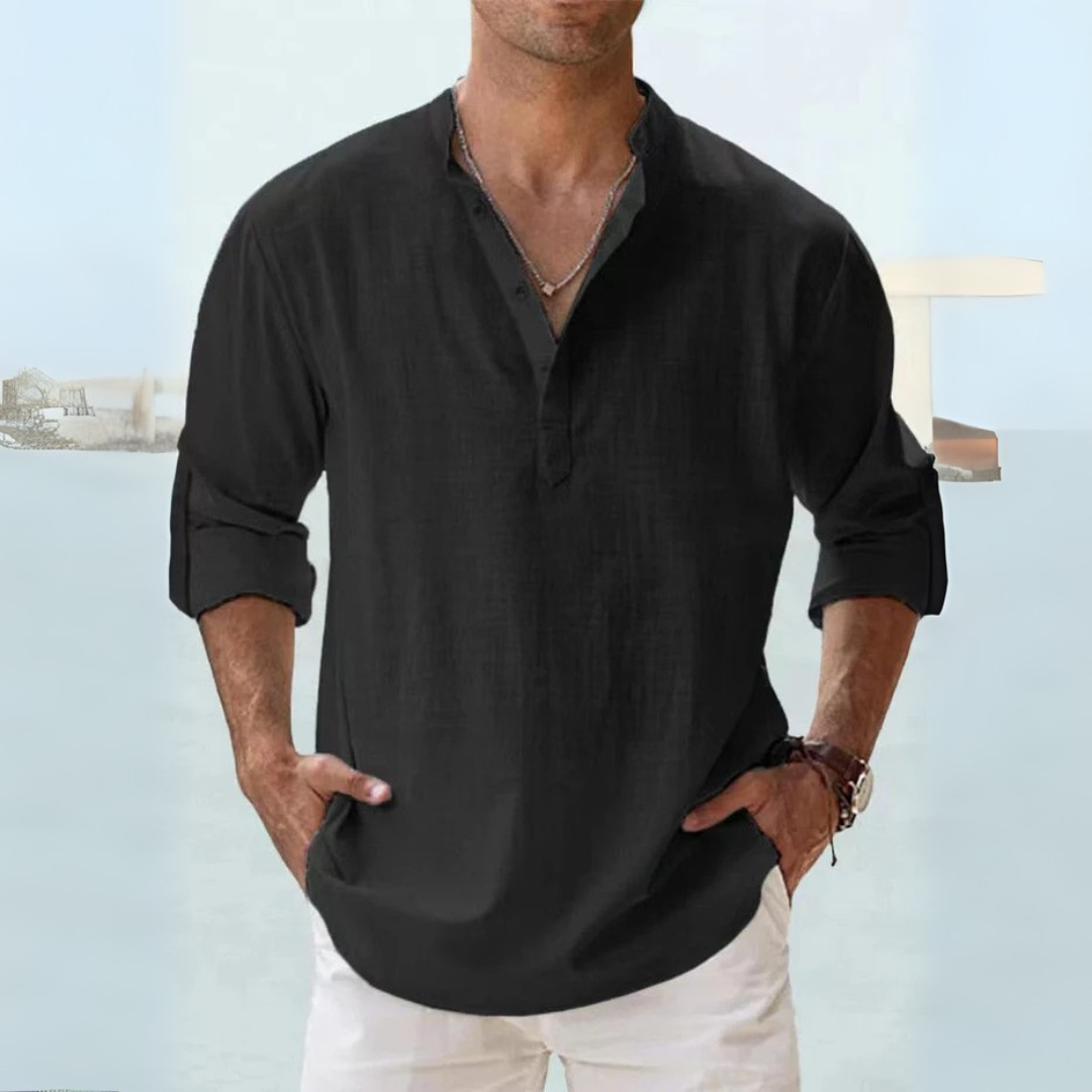 Camisa de lino: transpirable con cuello tunecino
