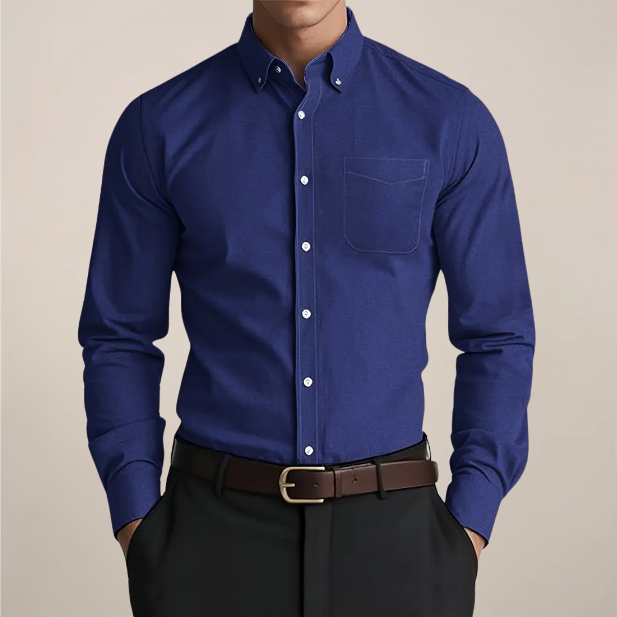Camisa de manga larga con botones para hombre