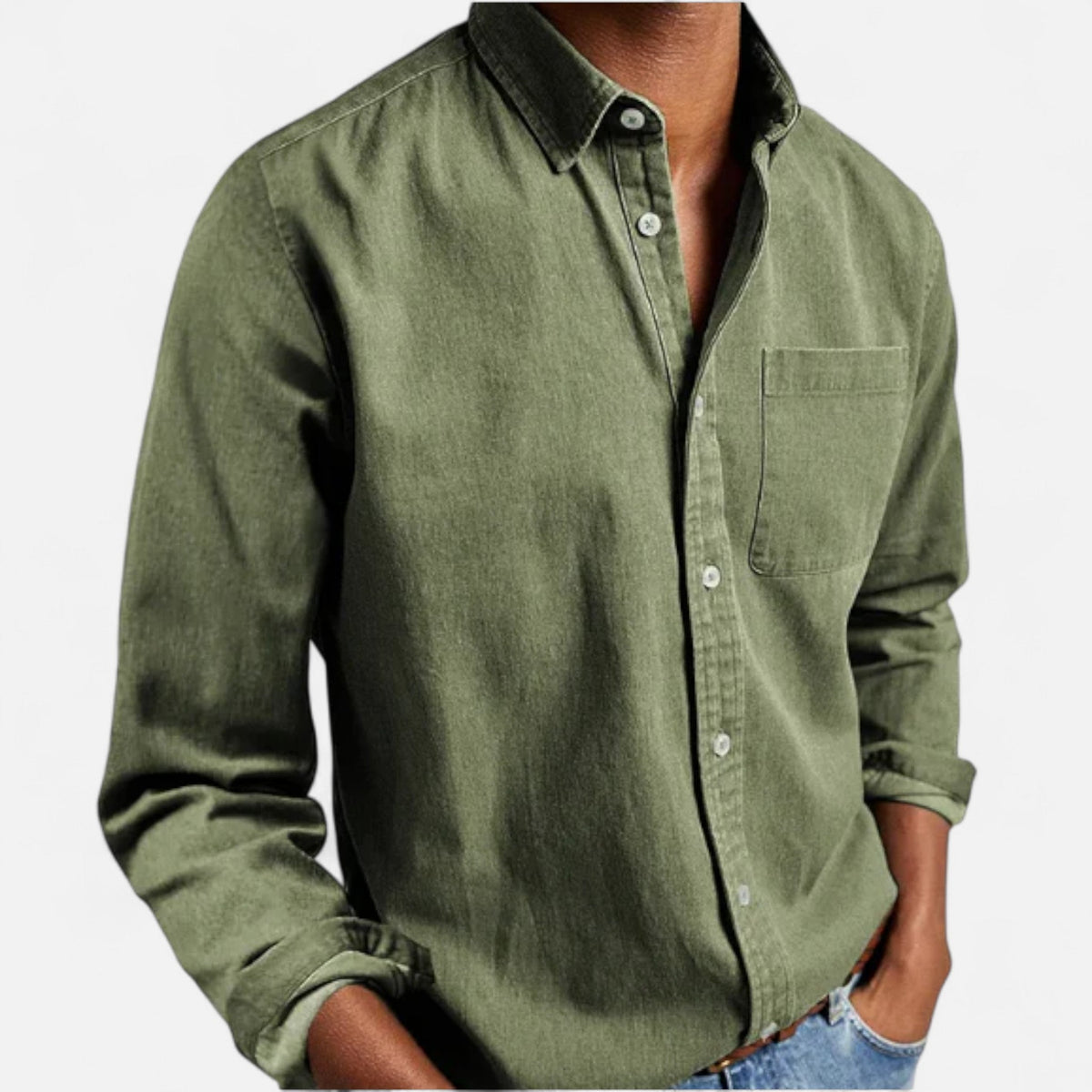 Camisa de mezclilla clásica para hombre en algodón premium