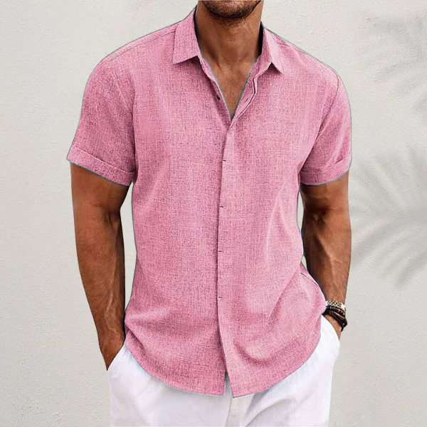 Camisa Elegante de Manga Corta con Cuello y Textura para Hombre