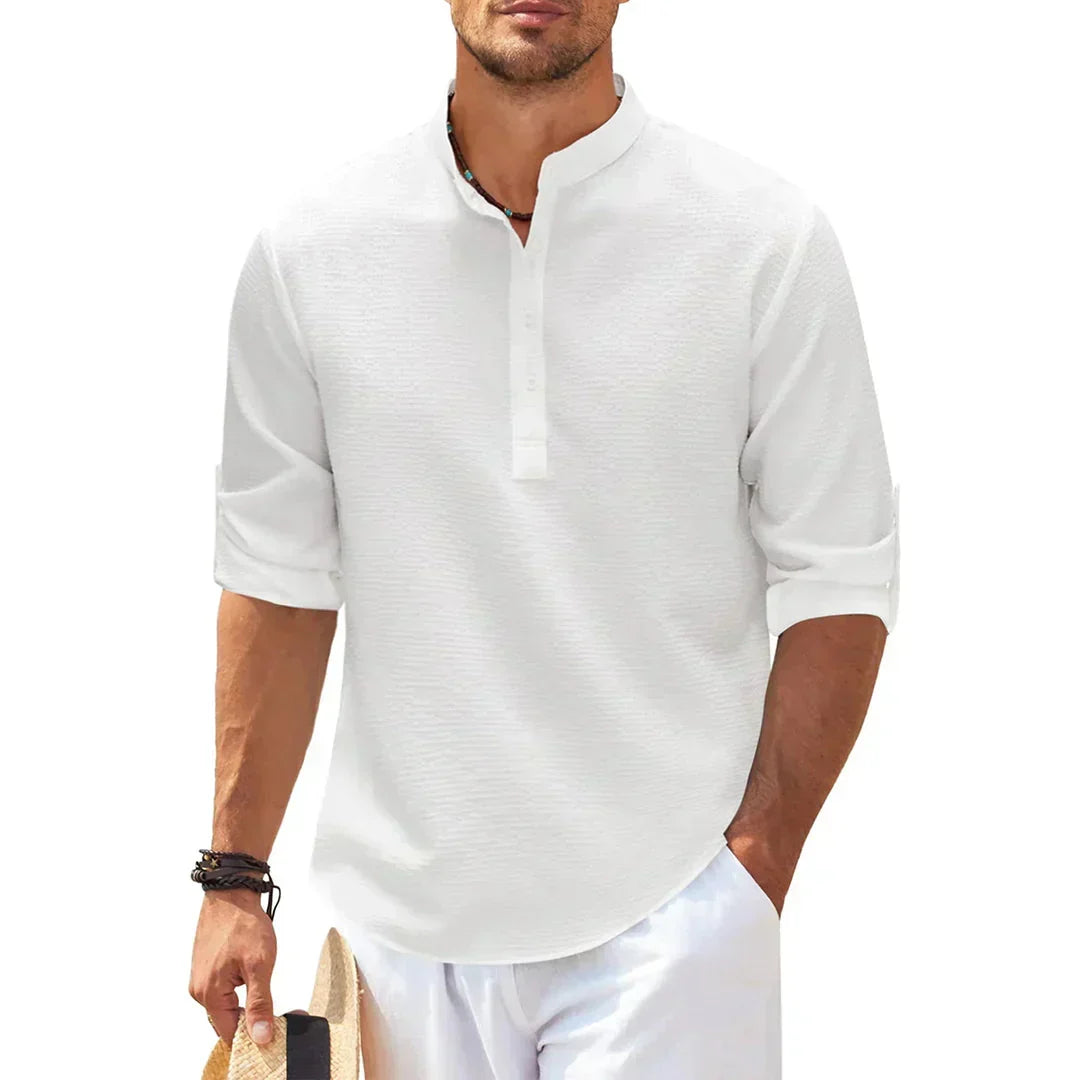 Camisa Henley estructurada con cuello Mao