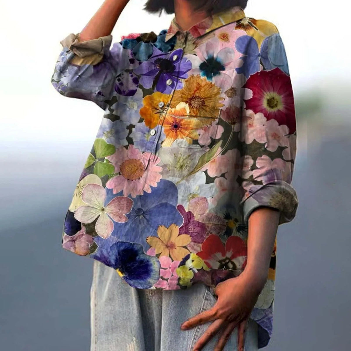 Camisa holgada para mujer con botones
