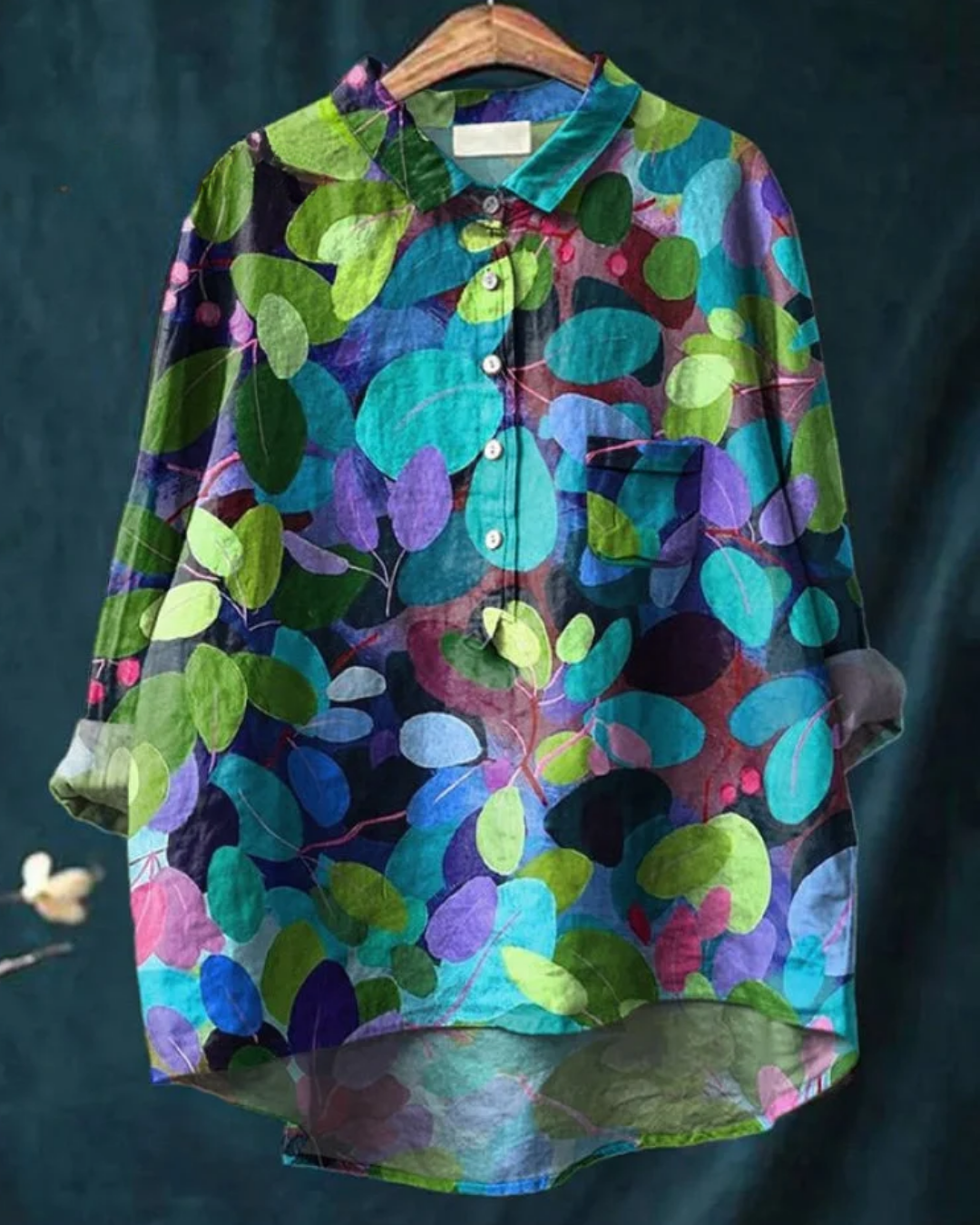Camisa para mujer con estampado floral y botones