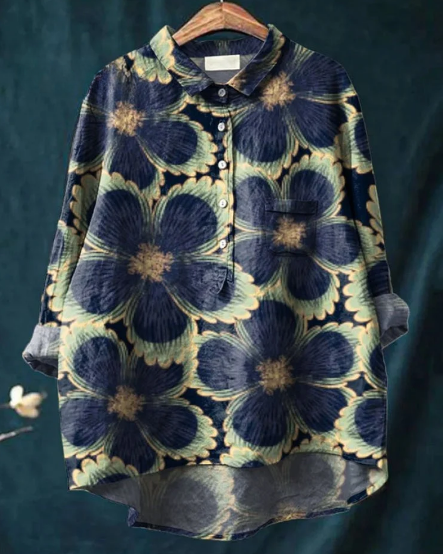 Camisa para mujer con estampado floral y botones