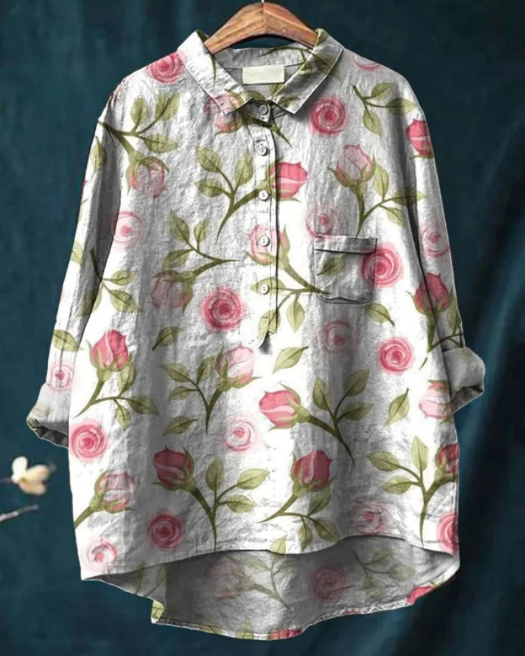 Camisa para mujer con estampado floral y botones