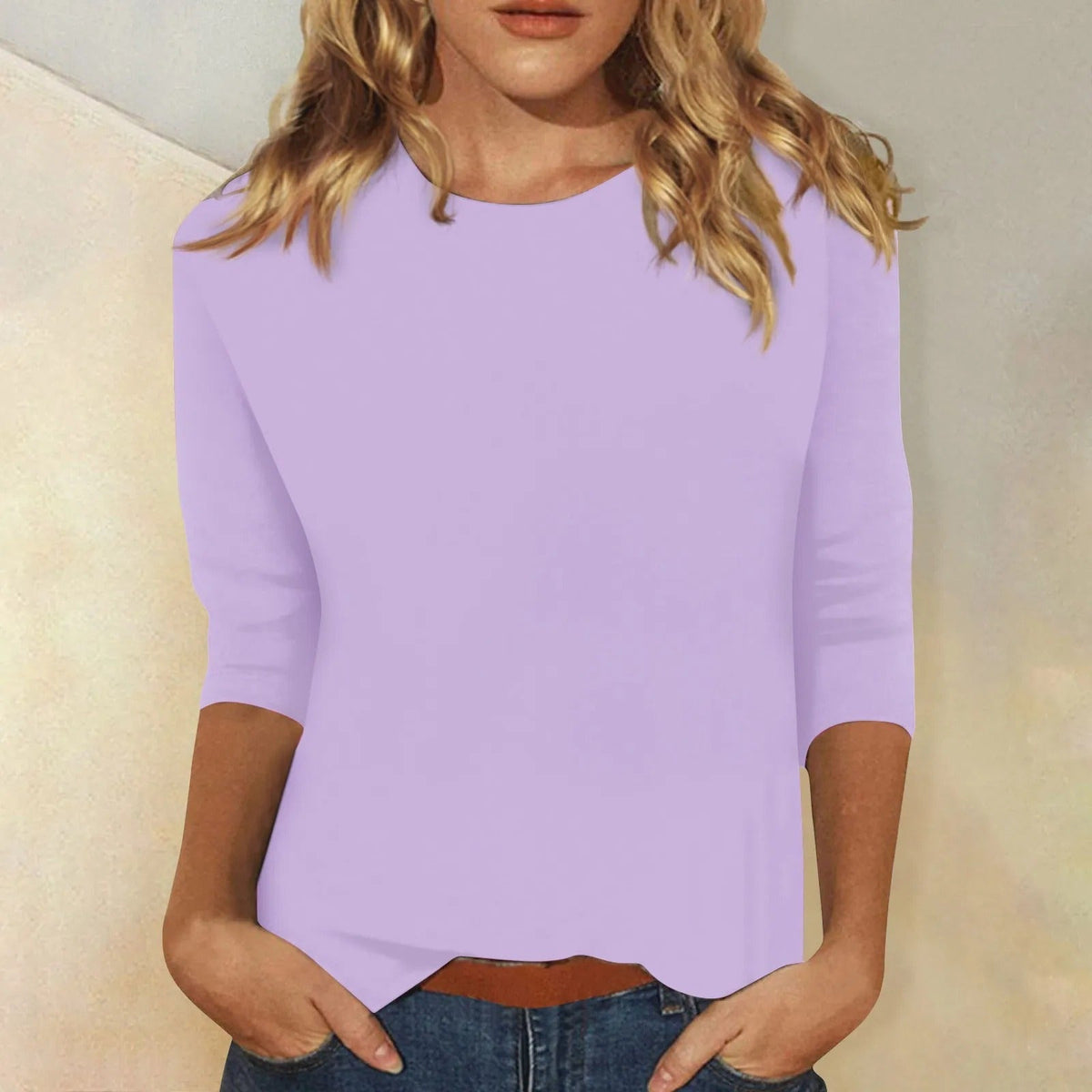 Camiseta de mujer manga larga cuello redondo en tejido suave para un look cómodo y casual