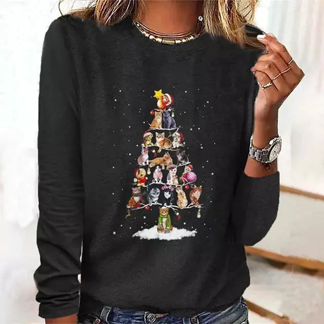Camiseta elegante de manga larga para mujer, diseño moderno y tejido cómodo