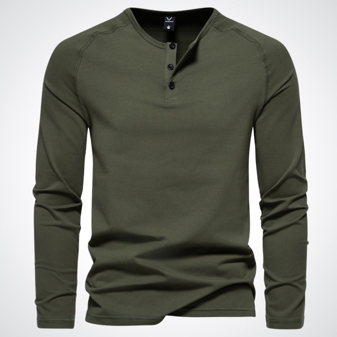 Camiseta Henley de manga larga para hombre