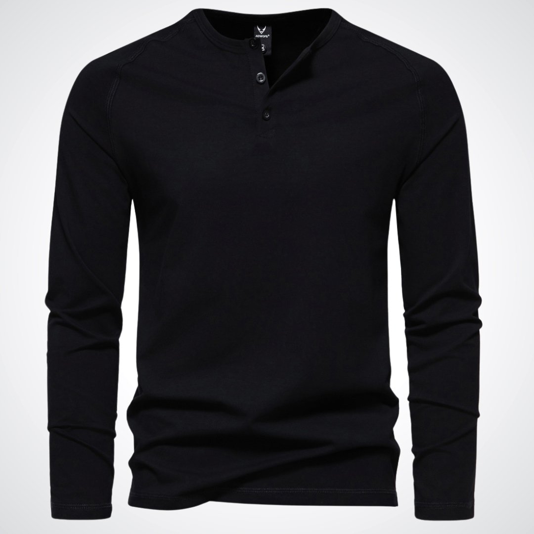 Camiseta Henley de manga larga para hombre