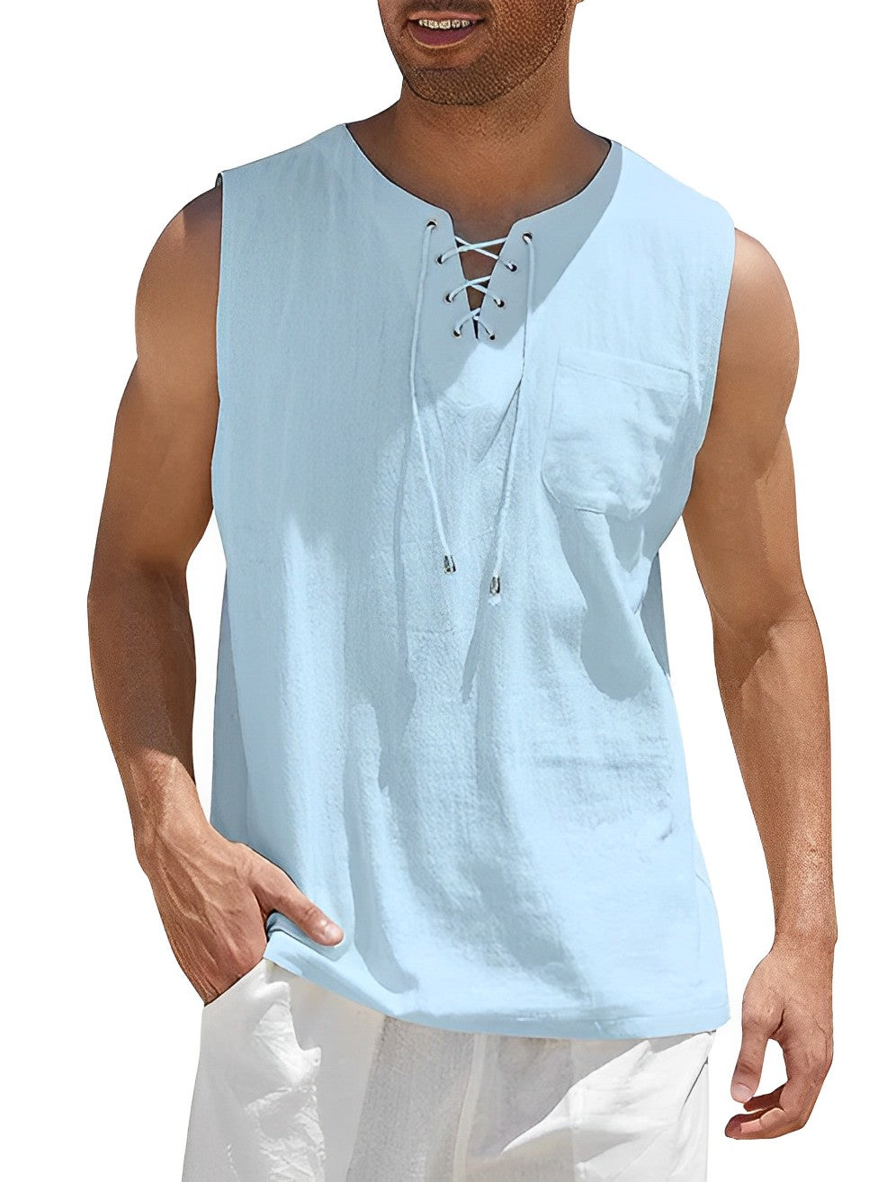 Camiseta sin mangas para hombre | Comodidad fresca de verano y cuello en V elegante
