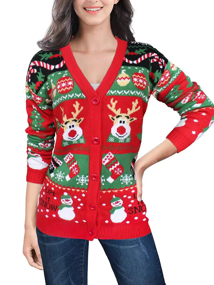 Cárdigan de punto navideño para mujer