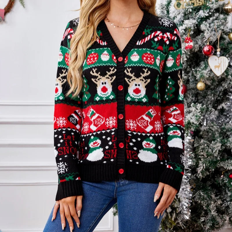 Cárdigan de punto navideño para mujer