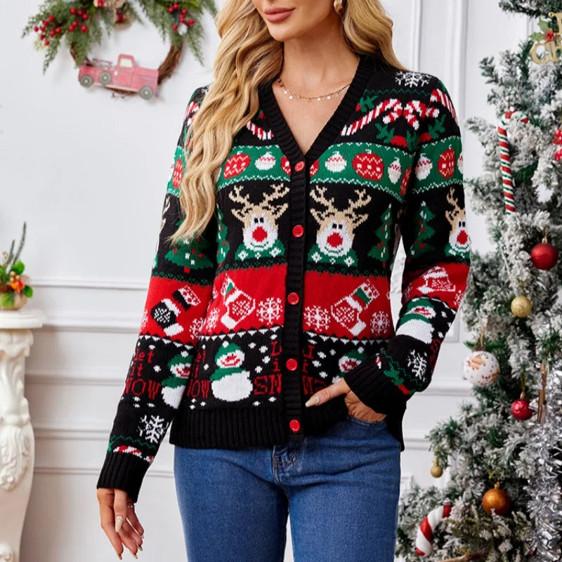 Cárdigan de punto navideño para mujer