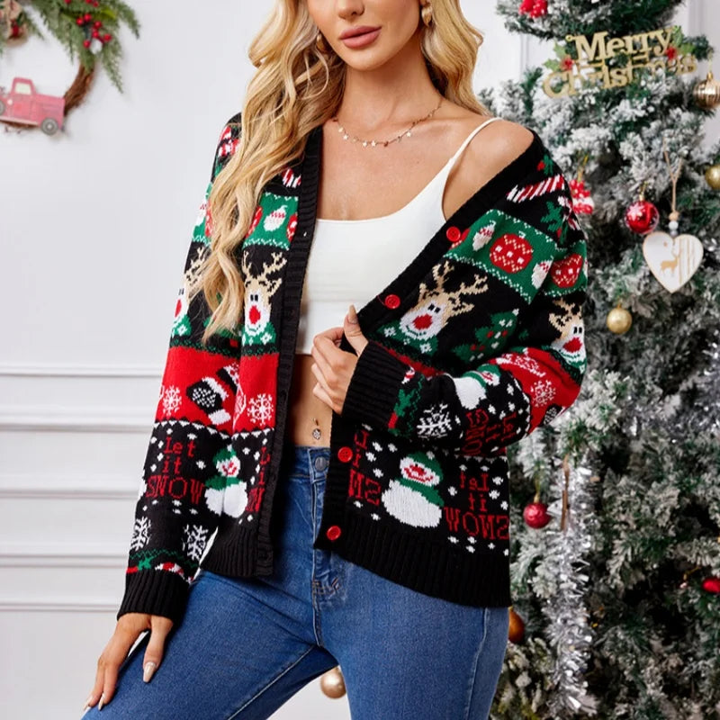 Cárdigan de punto navideño para mujer
