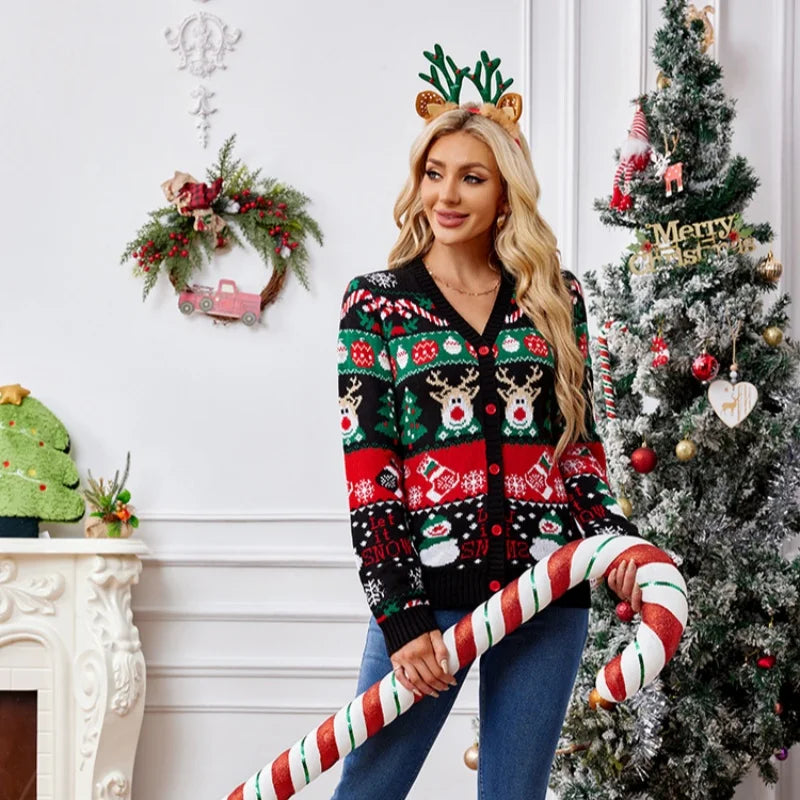 Cárdigan de punto navideño para mujer
